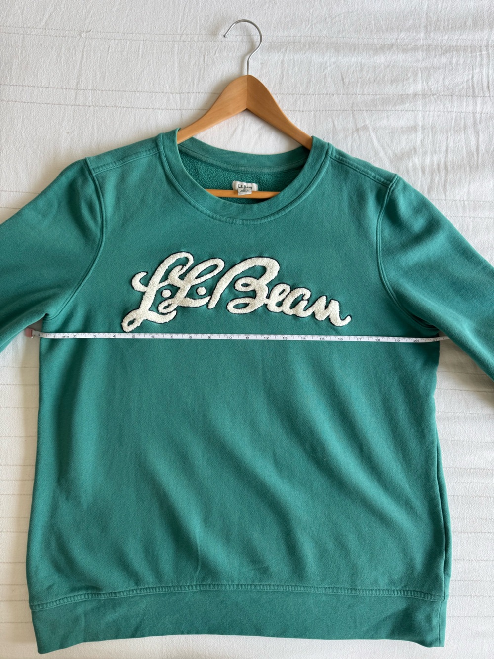L.L. Bean Men's Teal Green Crewneck Sweatshirt with White Script Logo - Picture 4 of 6
